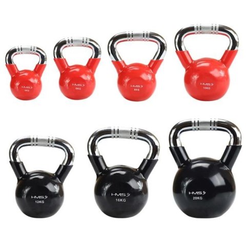 Kettlebell żeliwny uchwyt chrom radełkowany HMS KTC16 BLACK