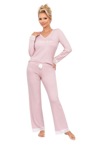 Piżama Damska Model Simply Long Powder Pink - Donna