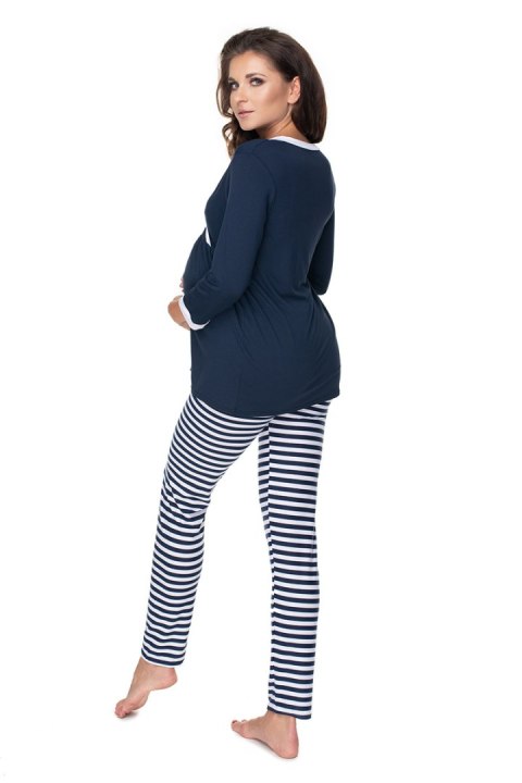 Piżama Ciążowa Model 0150 Navy/White - PeeKaBoo