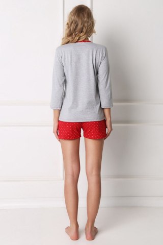 Piżama Damska Model Cookie Short Grey/Red - Aruelle