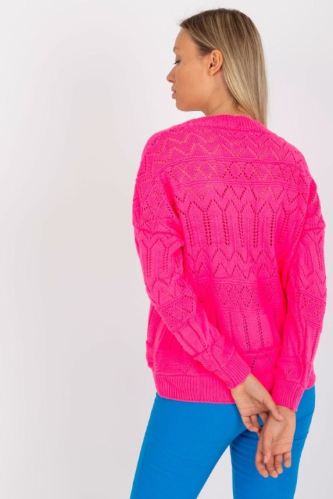 Sweter Damski Model LC-SW-8022.04P Fluo Pink - Rue Paris