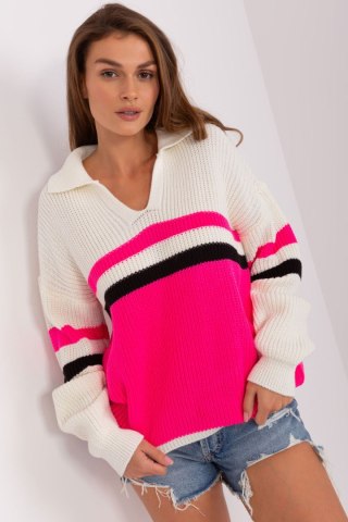 Sweter Damski Model BA-SW-8054.91P Ecru/Fluo Pink - Badu