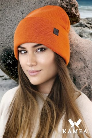 SALLY czapka beanie zimowa czapka uniwersalna kolor orange - Kamea