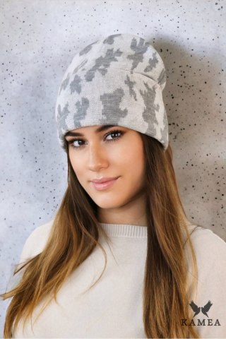 VENTURA zimowa czapka moro beanie kolor biały - Kamea